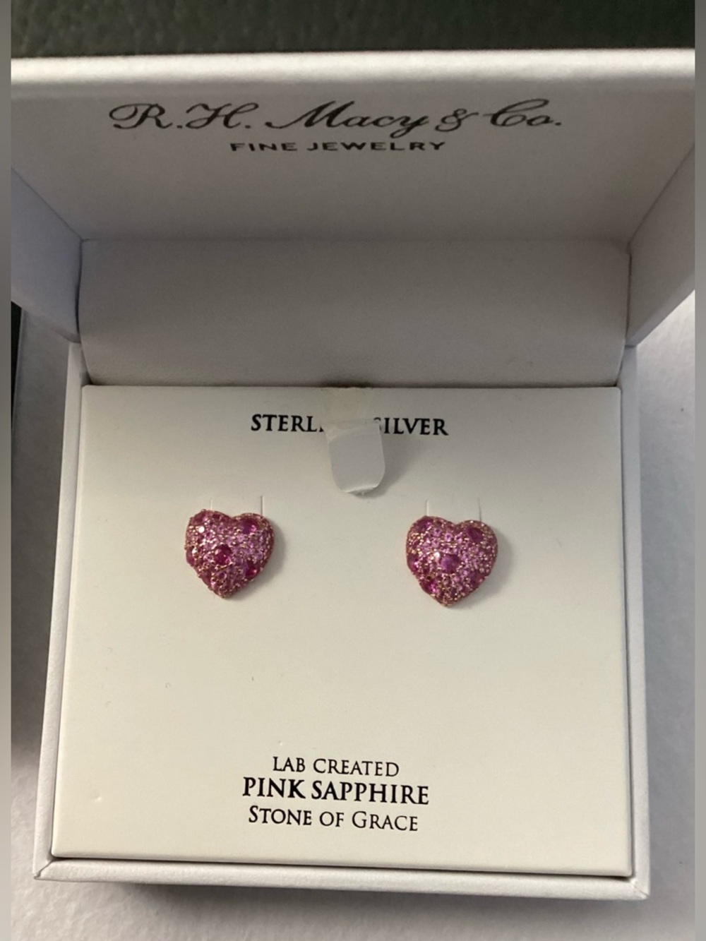 RH Macys Pink Sapphire Heart Necklace and Earrings Set - Picture 7 of 13